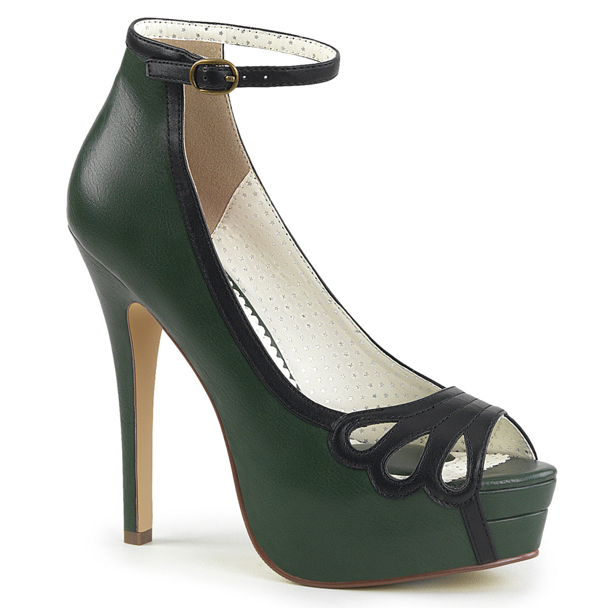 Pin Up Couture Bombas para mujer BELLA-31 D. Green-Blk Faux Cuero