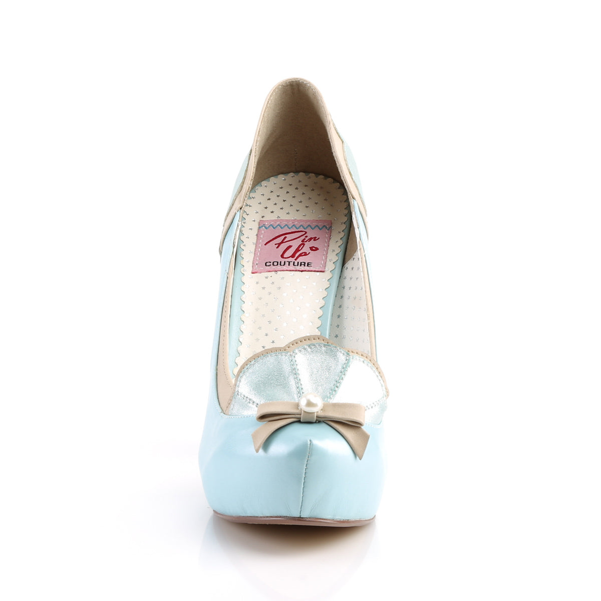 Pin Up Couture Bombas para mujer BETTIE-20 B. Cuero Faux Blue-Tan