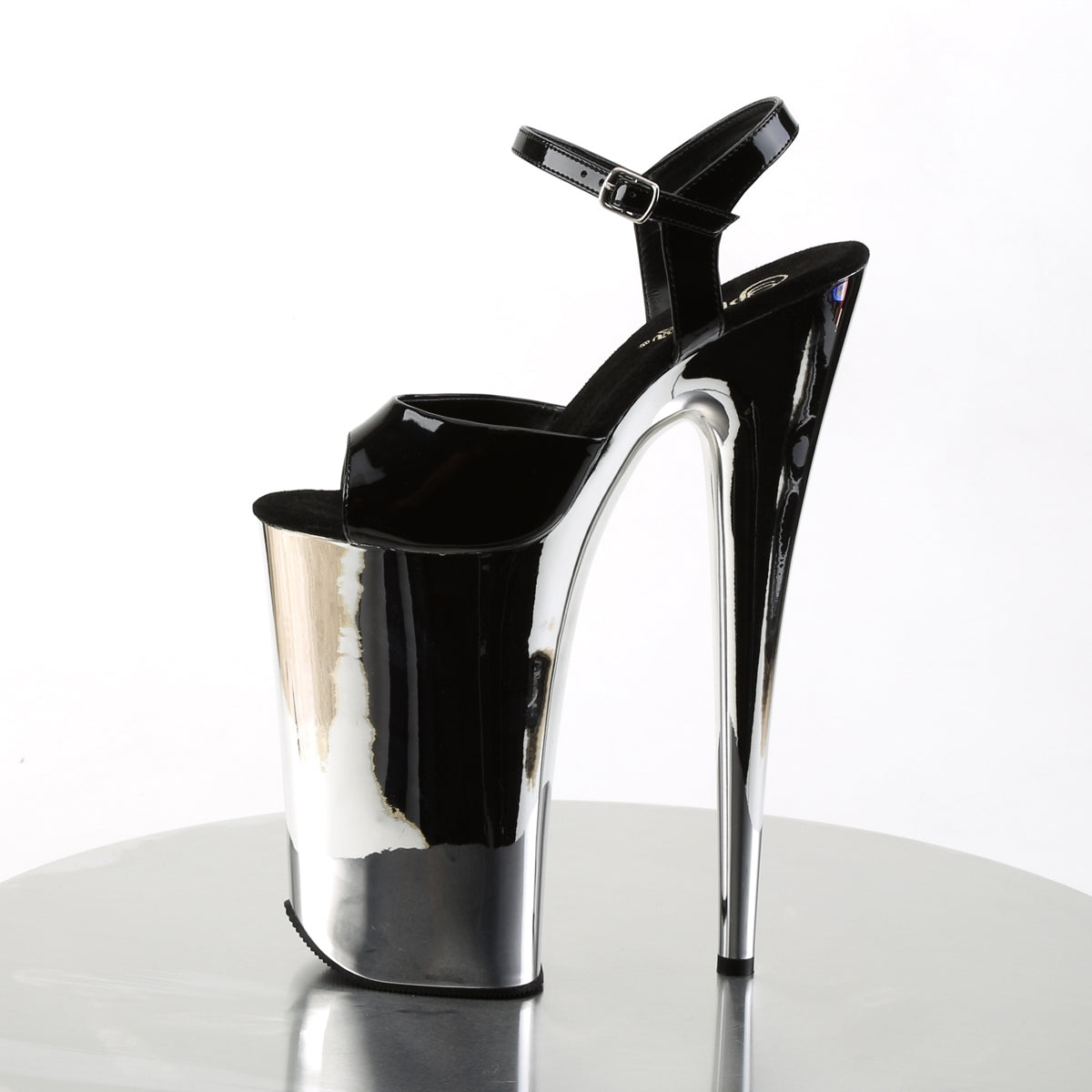 Pleaser Sandalias para mujer BEYOND-009 BLK / SLV Chrome
