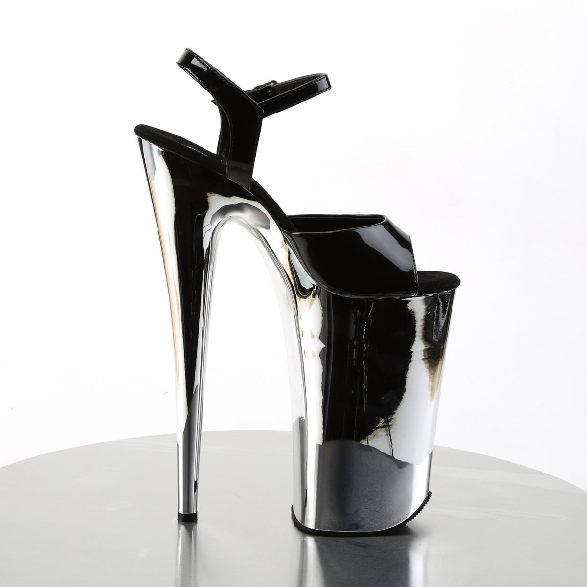 Pleaser Sandalias para mujer BEYOND-009 BLK / SLV Chrome