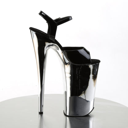 Pleaser Sandalias para mujer BEYOND-009 BLK / SLV Chrome
