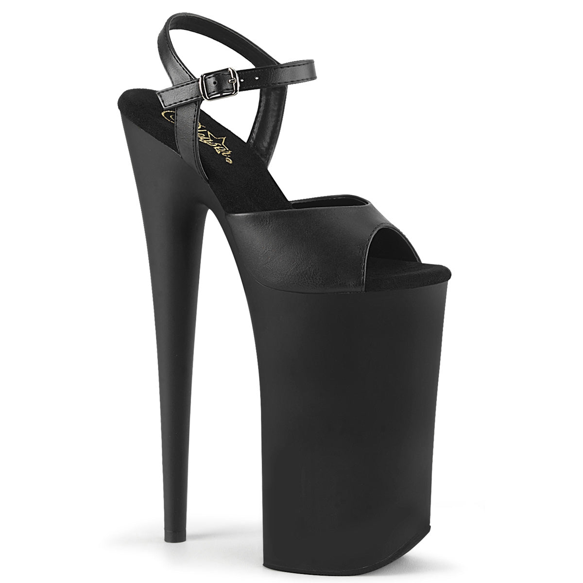 Pleaser Sandalias para mujer BEYOND-009 Blk Faux Cuero / Blk Matte