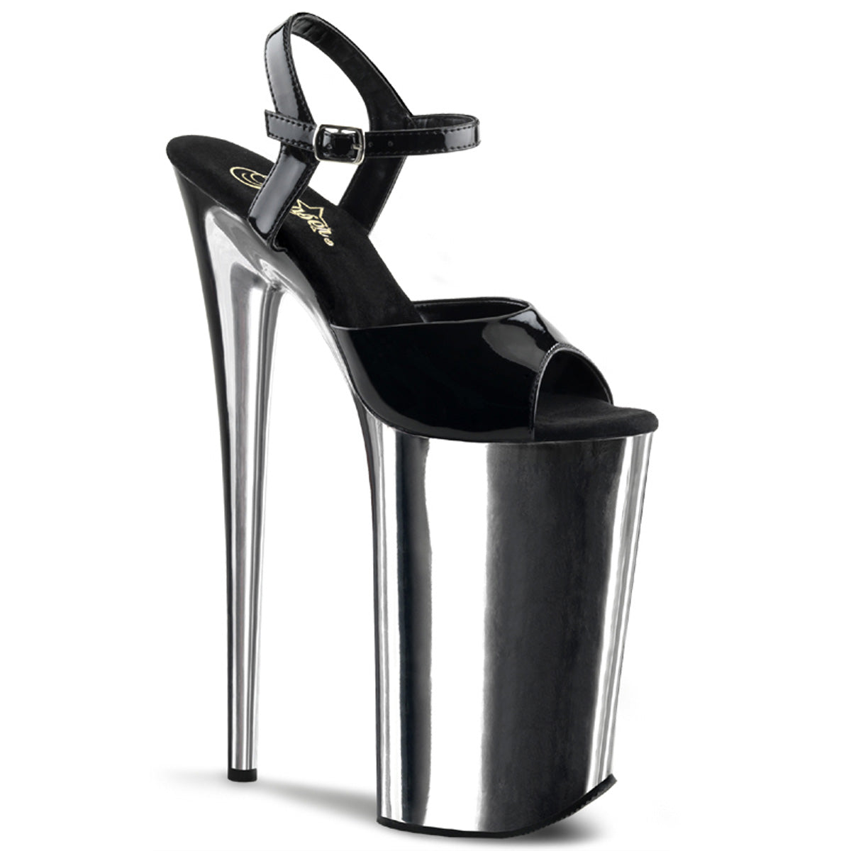 Pleaser Sandalias para mujer BEYOND-009 BLK / SLV Chrome
