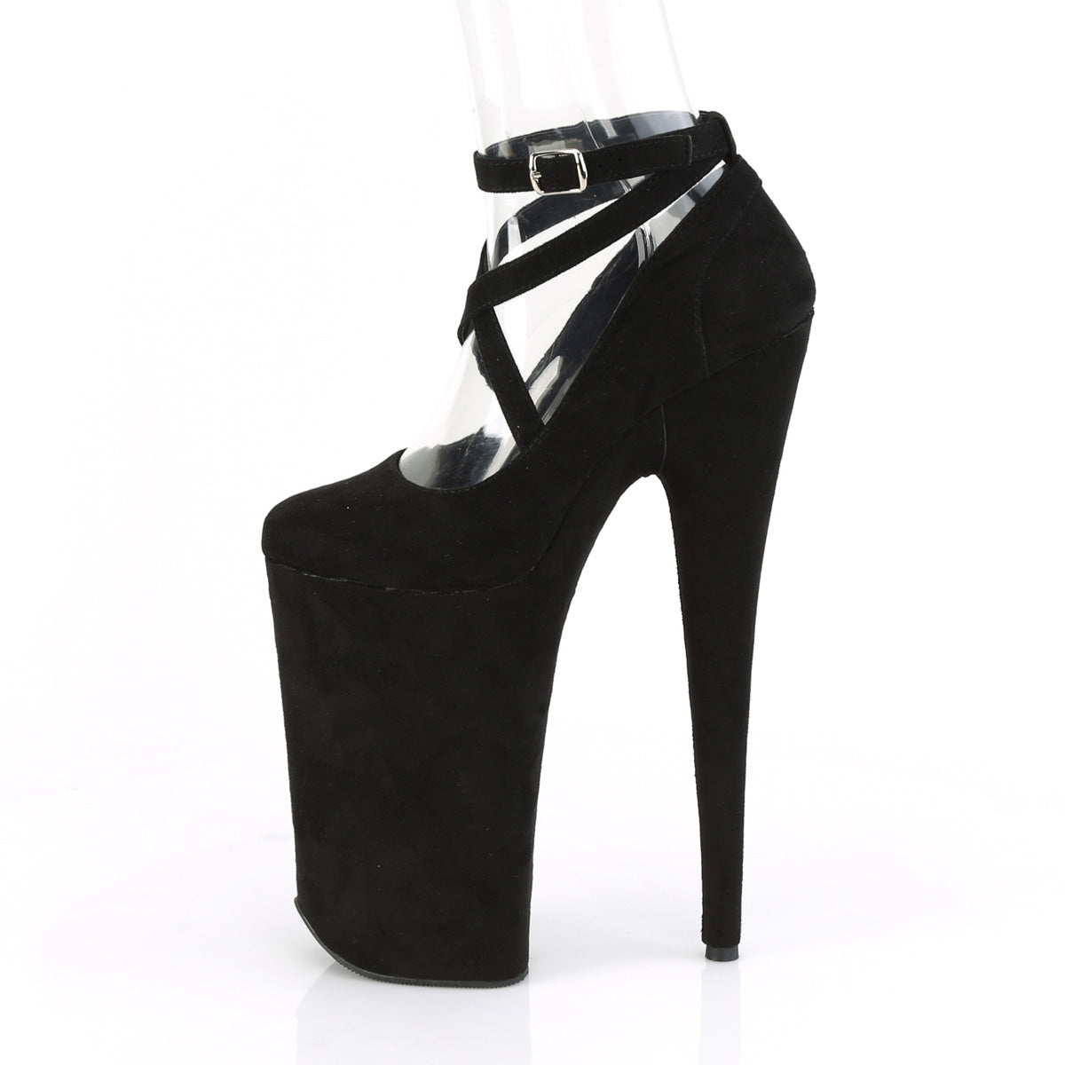 Pleaser Womens Sandals BEYOND-087FS Blk Faux Suede/Blk Faux Suede