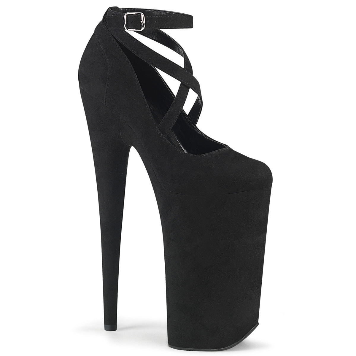 Pleaser Womens Sandals BEYOND-087FS Blk Faux Suede/Blk Faux Suede