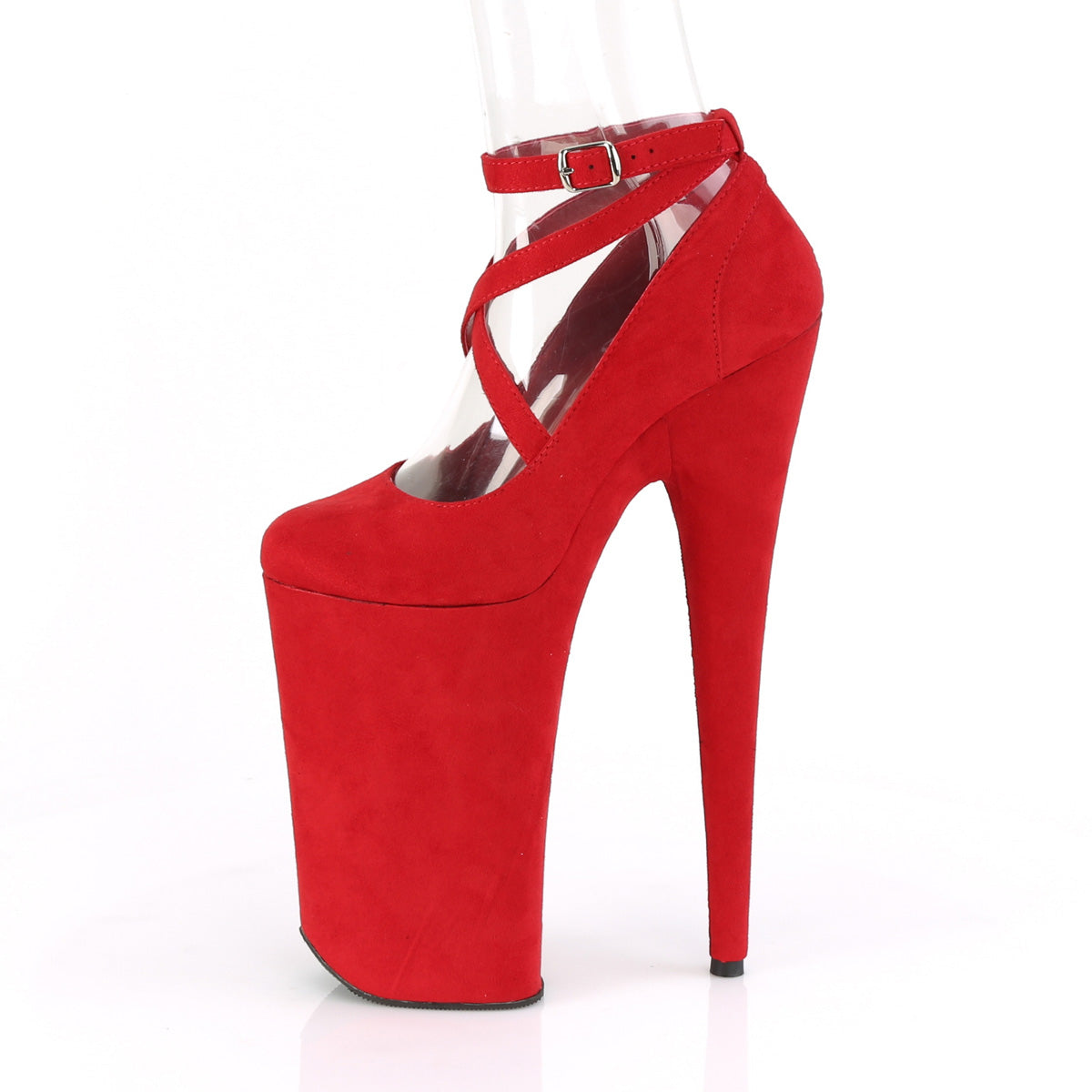 Pleaser Sandalias para mujer BEYOND-087FS Red Faux Suede / Red Faux Suede