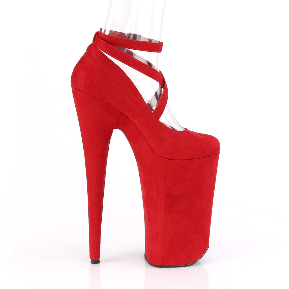 Pleaser Sandalias para mujer BEYOND-087FS Red Faux Suede / Red Faux Suede
