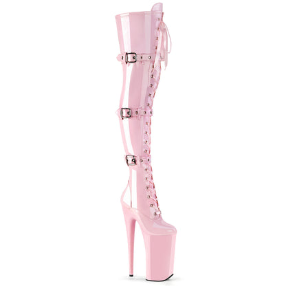 Pleaser Botas de mujer BEYOND-3028 B. PAT / b de estiramiento rosa. Rosa