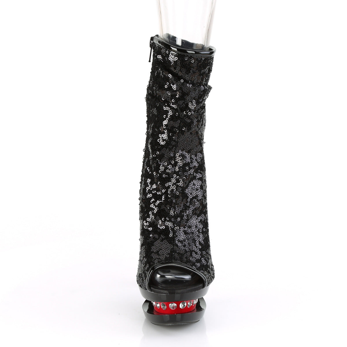 Pleaser Botas de tobillo para mujer BLONDIE-R-1008 blk lentejuelas / blk-roja