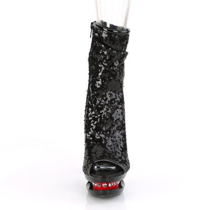 Pleaser Botas de tobillo para mujer BLONDIE-R-1008 blk lentejuelas / blk-roja
