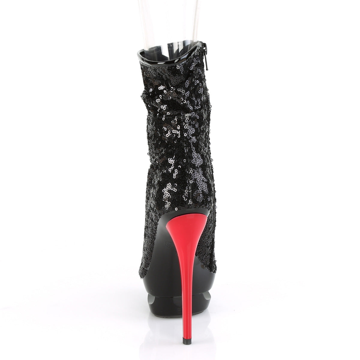 Pleaser Botas de tobillo para mujer BLONDIE-R-1008 blk lentejuelas / blk-roja