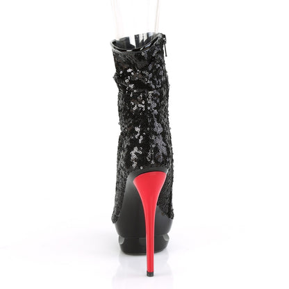 Pleaser Botas de tobillo para mujer BLONDIE-R-1008 blk lentejuelas / blk-roja