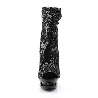 Pleaser Botas de tobillo para mujer BLONDIE-R-1008 blk lentejuelas / blk
