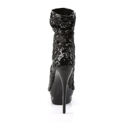 Pleaser Botas de tobillo para mujer BLONDIE-R-1008 blk lentejuelas / blk