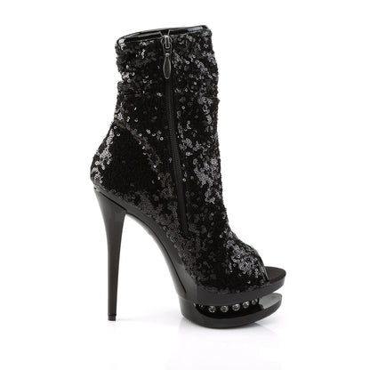 Pleaser Botas de tobillo para mujer BLONDIE-R-1008 blk lentejuelas / blk