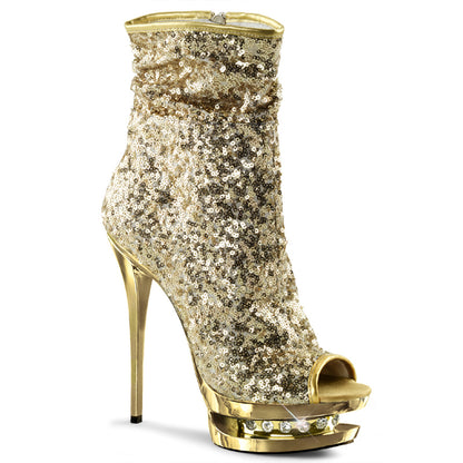 Pleaser Botas de tobillo para mujer BLONDIE-R-1008 JUEGOS DE ORO / ORO CROMO