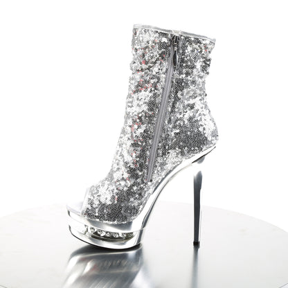 Pleaser Botas de tobillo para mujer BLONDIE-R-1008 SLV LETINS / SLV Chrome