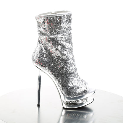 Pleaser Botas de tobillo para mujer BLONDIE-R-1008 SLV LETINS / SLV Chrome