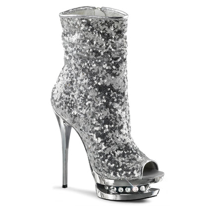 Pleaser Botas de tobillo para mujer BLONDIE-R-1008 SLV LETINS / SLV Chrome