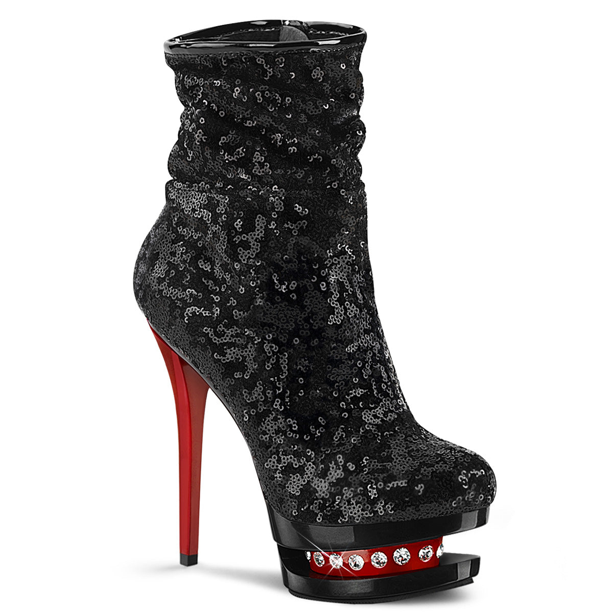 Pleaser Botas de tobillo para mujer BLONDIE-R-1009 BLK LECTINES / BLK-ROJO