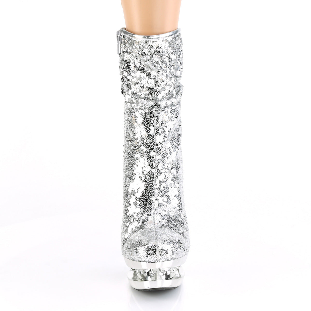 Pleaser Womens Ankle Boots BLONDIE-R-1009 Slv Sequins/Slv Chrome