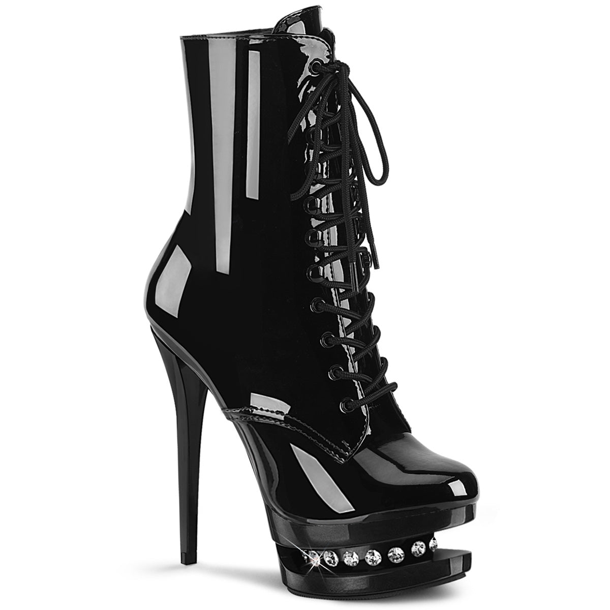Pleaser Botas de tobillo para mujer BLONDIE-R-1020 BLK PAT / BLK