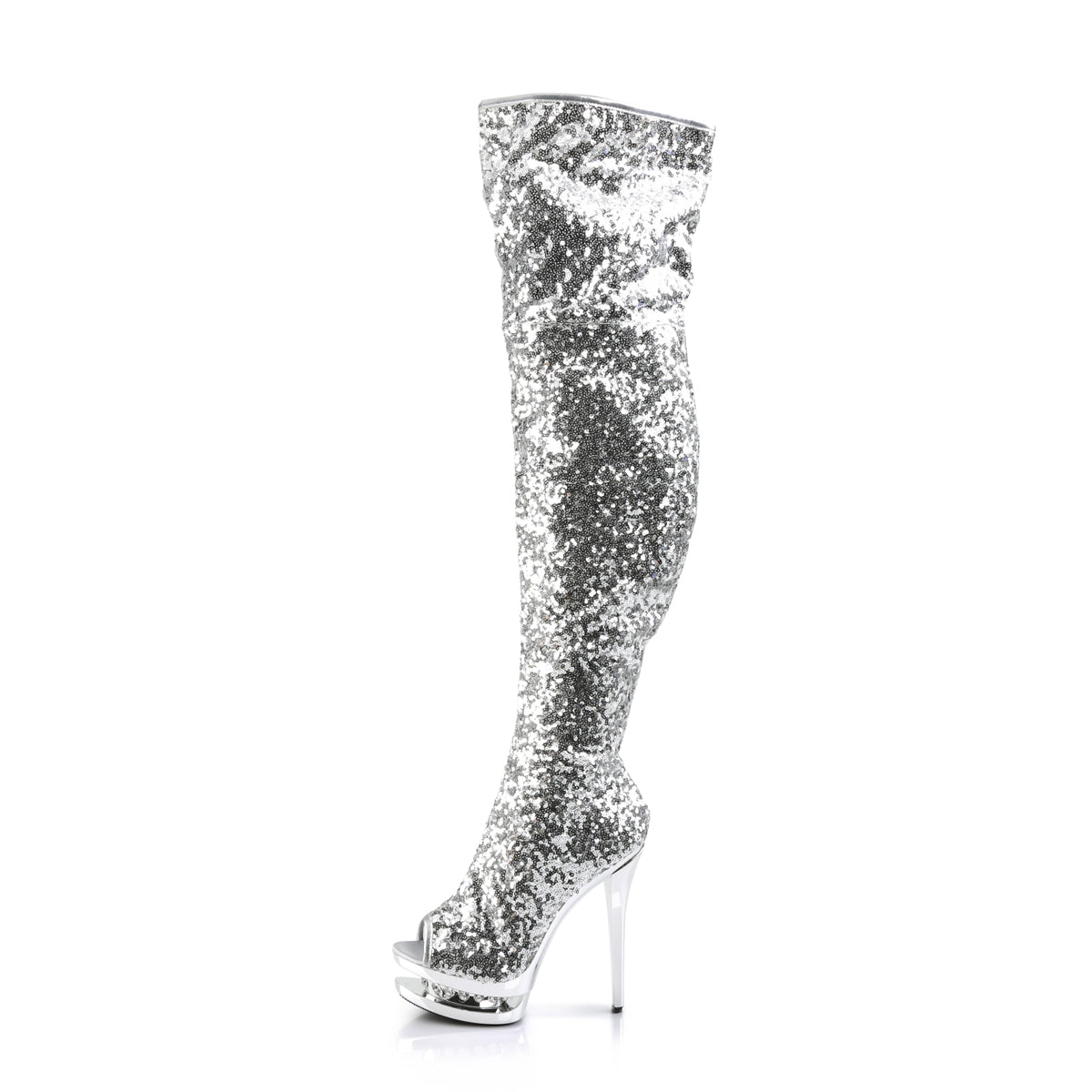 Pleaser Womens Boots BLONDIE-R-3011 Slv Sequins/Slv Chrome
