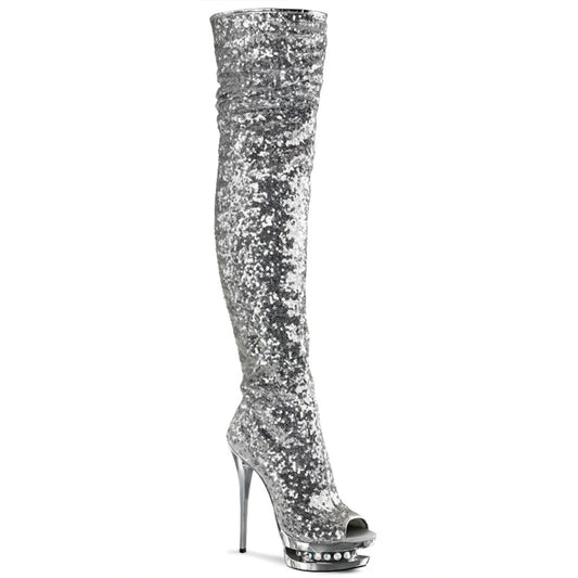 Pleaser Botas de mujer BLONDIE-R-3011 SLV LETINS / SLV Chrome