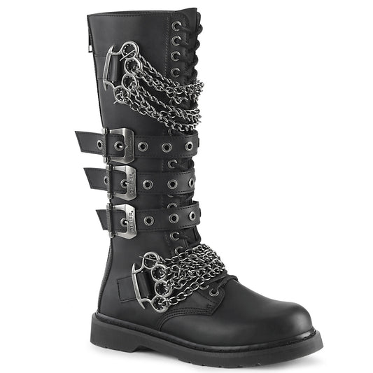 DemoniaCult Botas para hombre BOLT-450 BLK de cuero vegano