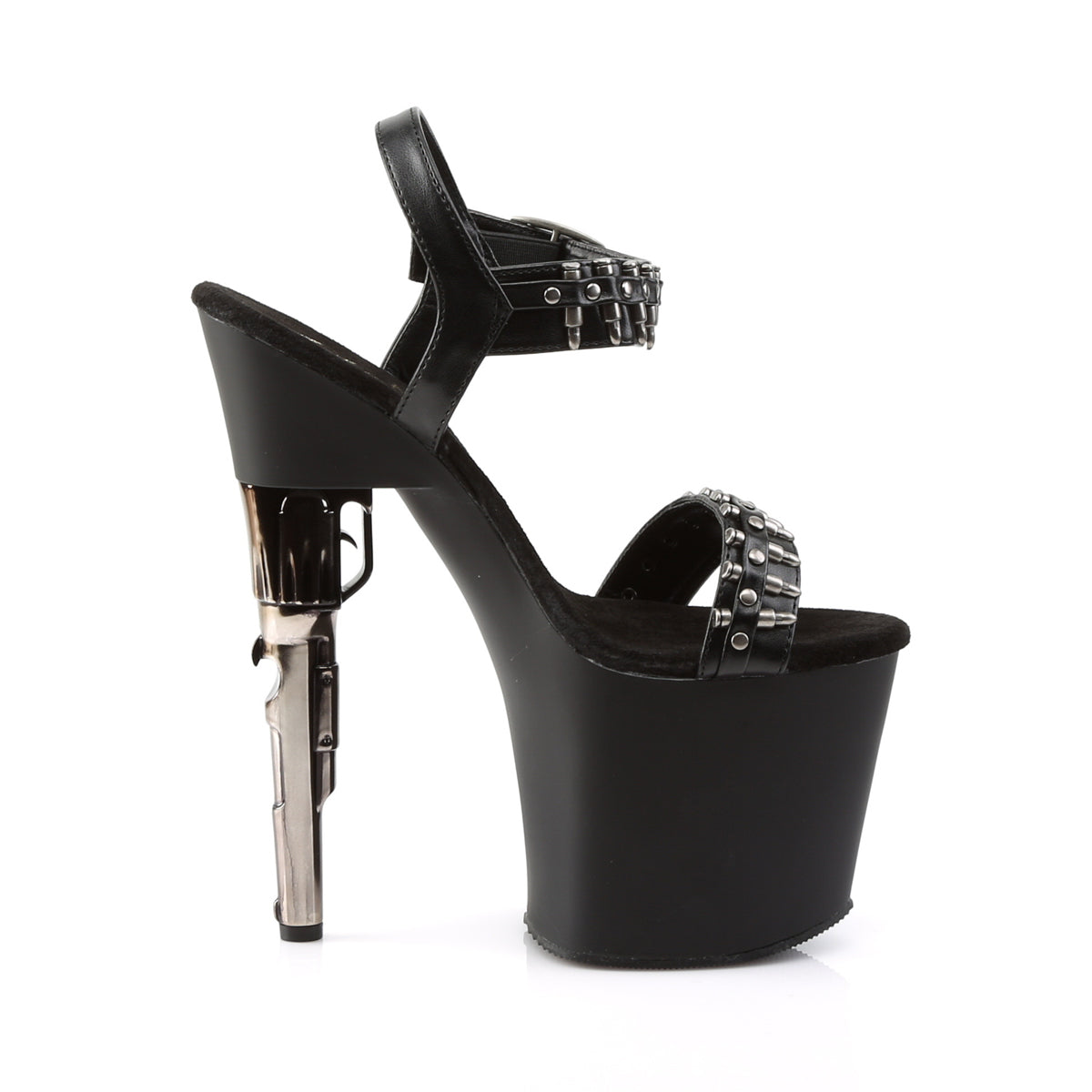 Pleaser Womens Sandals BONDGIRL-712 Blk Faux Leather/Blk Matte