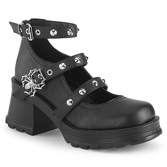 DemoniaCult  Zapatillas BRATTY-30 BLK de cuero vegano
