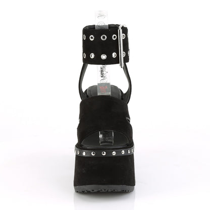DemoniaCult Sandalias para mujeres CAMEL-102 BLK Vegan Suede