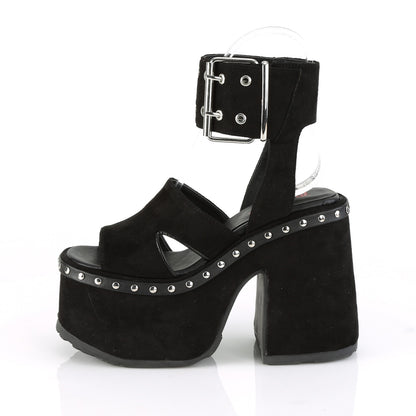 DemoniaCult Sandalias para mujeres CAMEL-102 BLK Vegan Suede