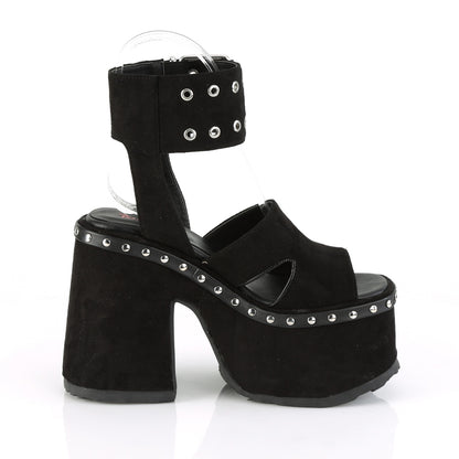 DemoniaCult Sandalias para mujeres CAMEL-102 BLK Vegan Suede