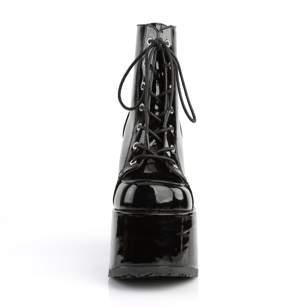 DemoniaCult Botas de tobillo para mujeres CAMEL-203 Blk Pat