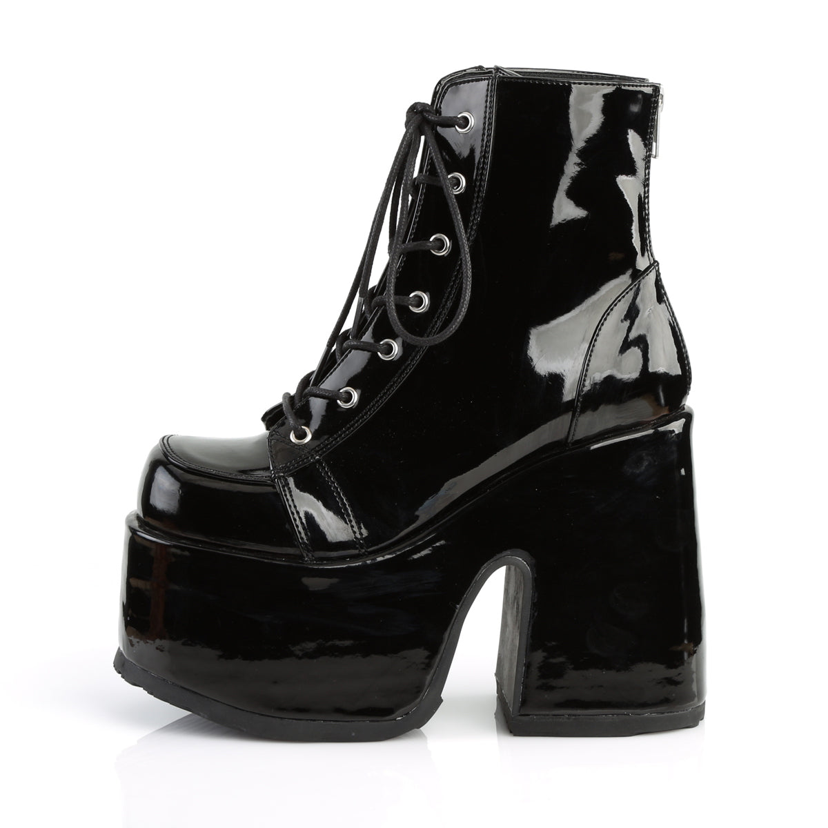 DemoniaCult Botas de tobillo para mujeres CAMEL-203 Blk Pat