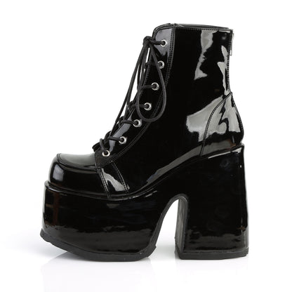 DemoniaCult Botas de tobillo para mujeres CAMEL-203 Blk Pat