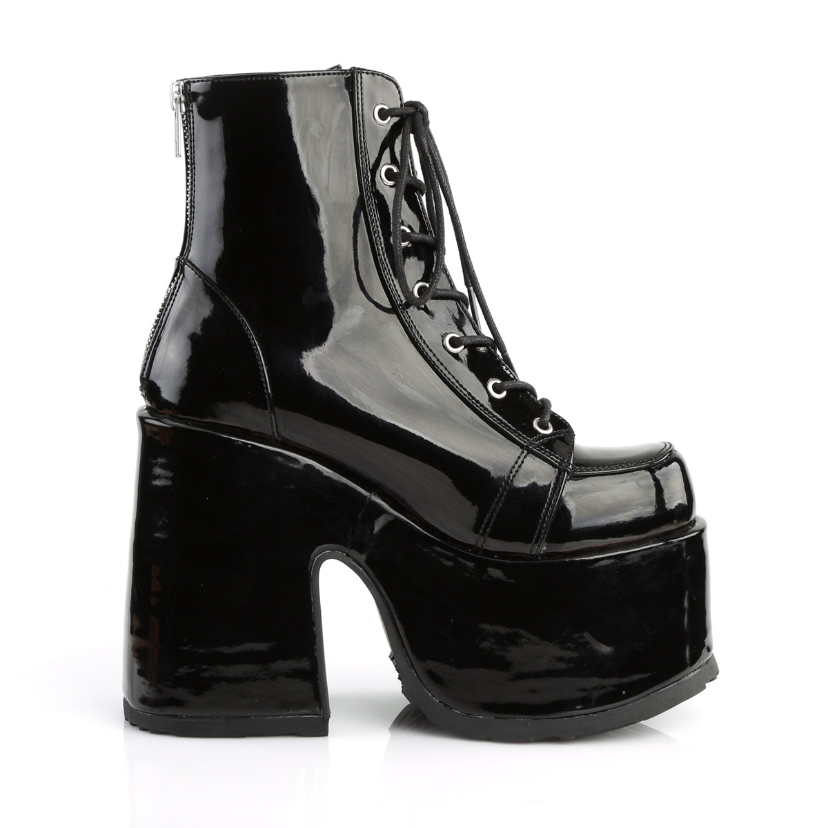 DemoniaCult Botas de tobillo para mujeres CAMEL-203 Blk Pat