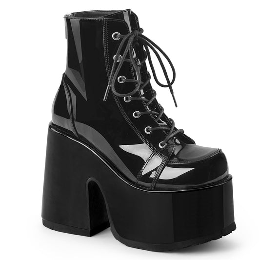 DemoniaCult Botas de tobillo para mujeres CAMEL-203 Blk Pat
