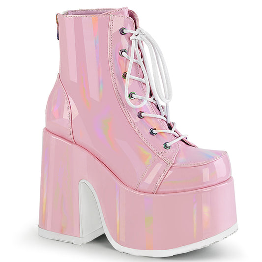 DemoniaCult Botas de tobillo para mujeres CAMEL-203 b.pink holograma