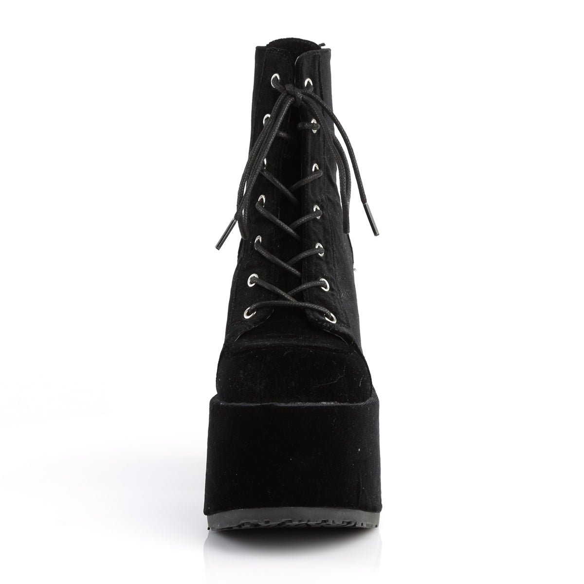 DemoniaCult Botas de tobillo para mujeres CAMEL-203 BLK VELVET