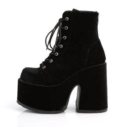 DemoniaCult Botas de tobillo para mujeres CAMEL-203 BLK VELVET