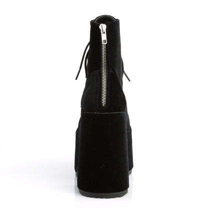 DemoniaCult Botas de tobillo para mujeres CAMEL-203 BLK VELVET