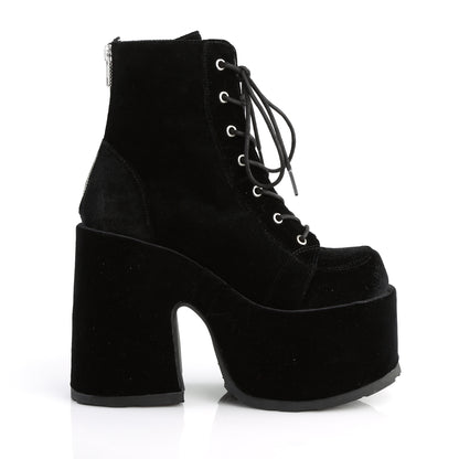 DemoniaCult Botas de tobillo para mujeres CAMEL-203 BLK VELVET