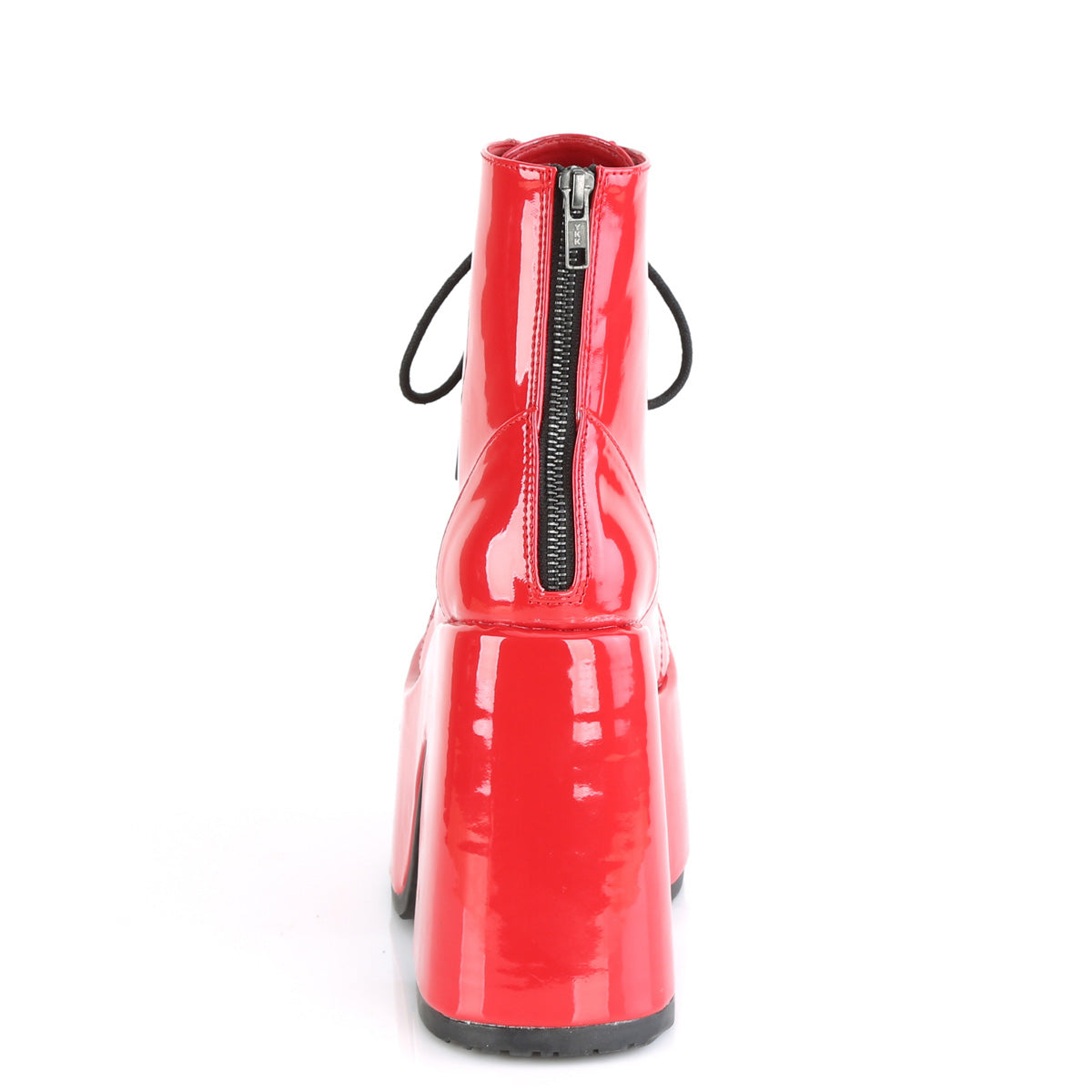 DemoniaCult Botas de tobillo para mujeres CAMEL-203 patente roja
