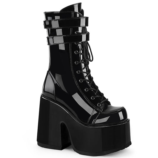 DemoniaCult Botas de mujer CAMEL-250 Blk Pat