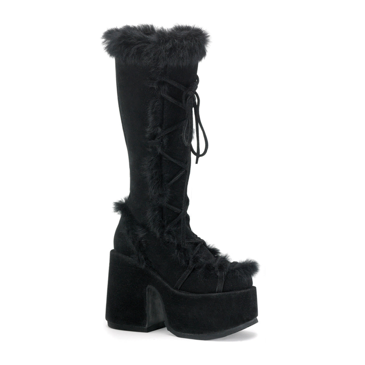 DemoniaCult Womens Boots CAMEL-311 Blk Vegan Suede