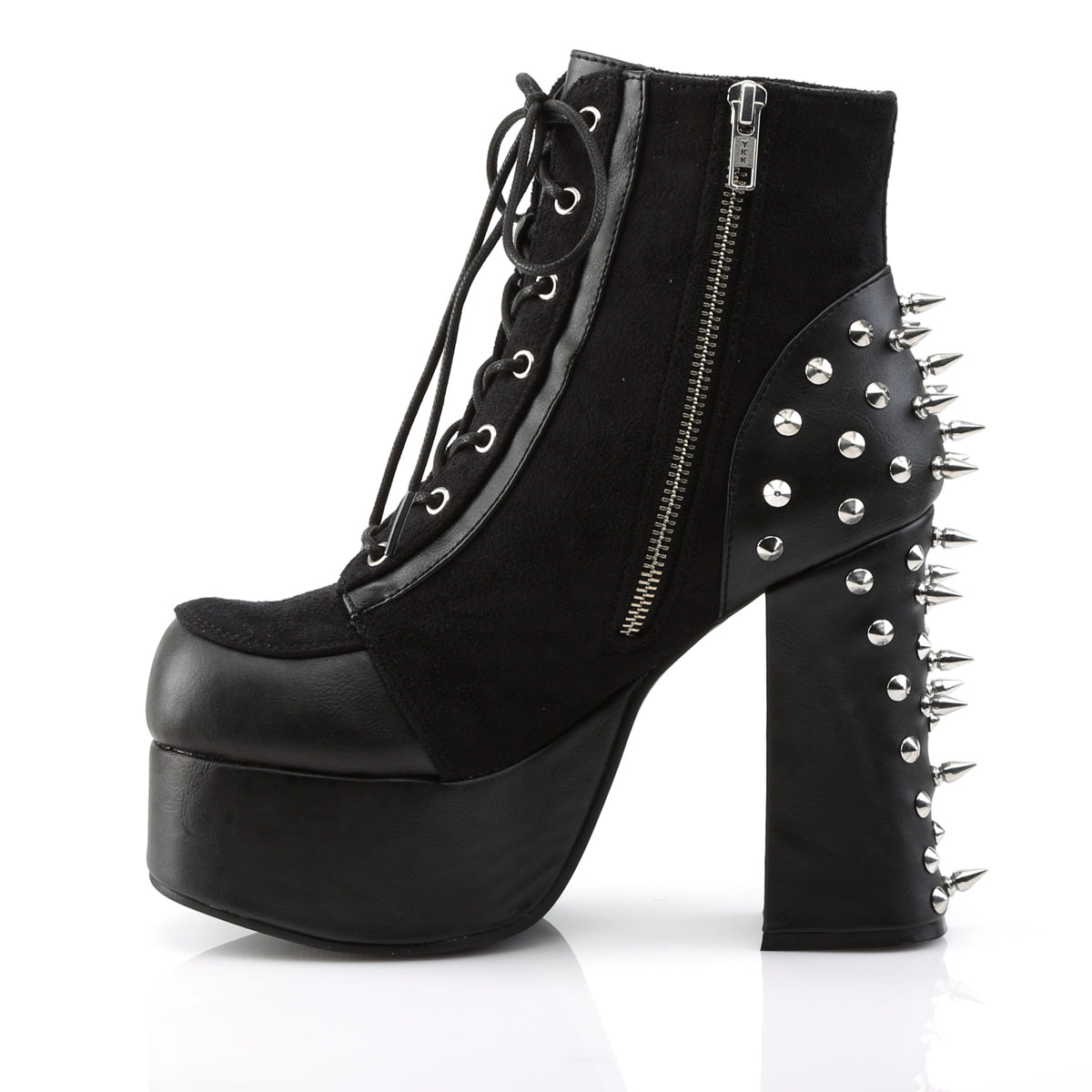 DemoniaCult Botas de tobillo para mujeres CHARADE-100 BLK Vegan Leather-Suede