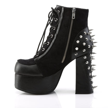 DemoniaCult Botas de tobillo para mujeres CHARADE-100 BLK Vegan Leather-Suede