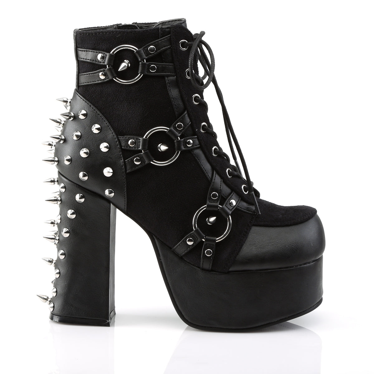 DemoniaCult Botas de tobillo para mujeres CHARADE-100 BLK Vegan Leather-Suede